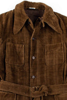 Brown Corduroy Belted Coat 1