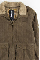 Brown Plaid Sherpa Lined Corduroy Coat