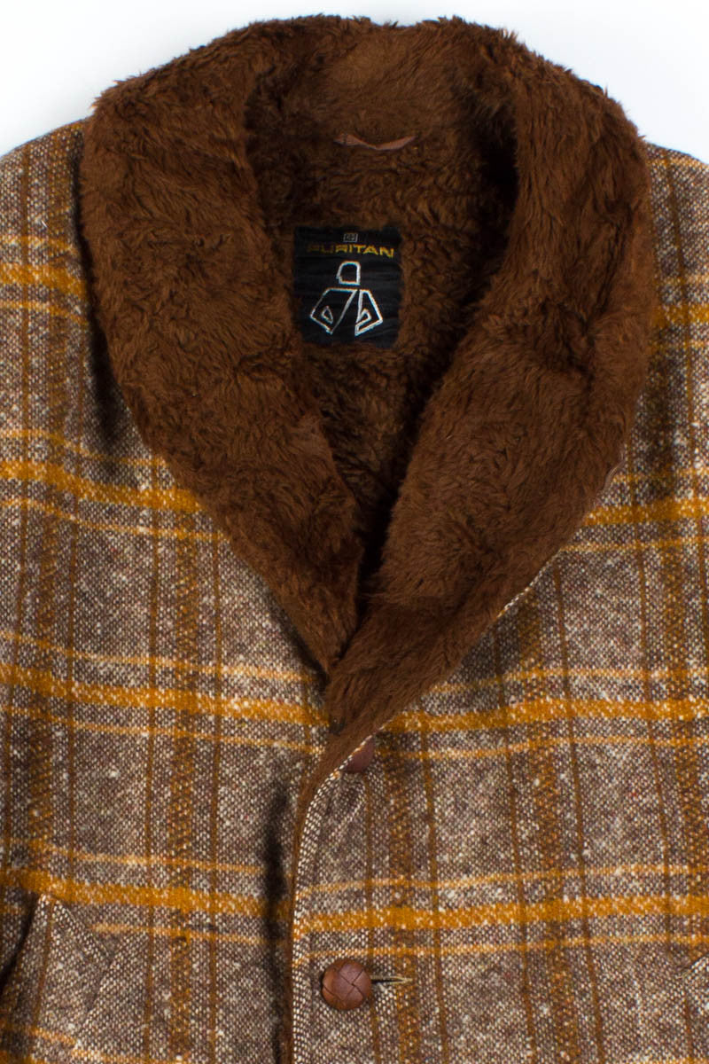 Orange Plaid Tweed Coat