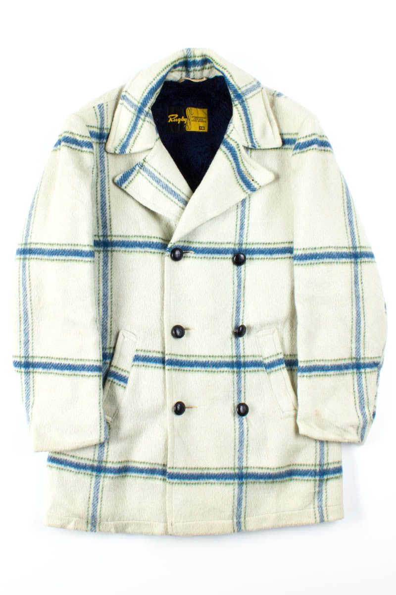 White Plaid Pea Coat