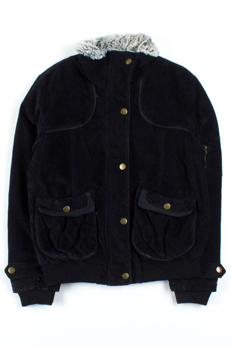 Black Sherpa Lined Corduroy Jacket