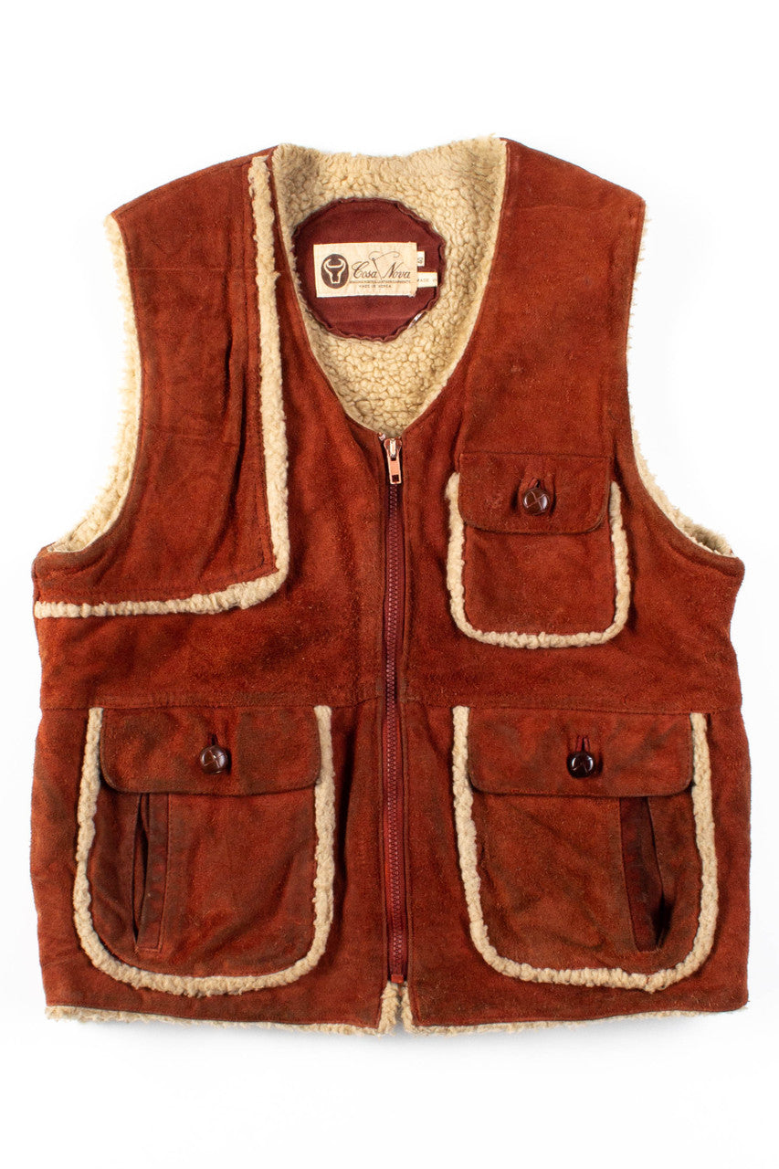 Vintage Sherpa Lined Suede Vest