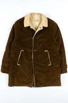 Brown Corduroy Sherpa Lined Trench Coat