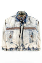 Faux-Leather Trimmed Denim Jacket