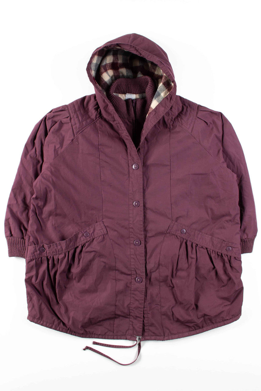 Plum Flannel Lined Oversized Parka