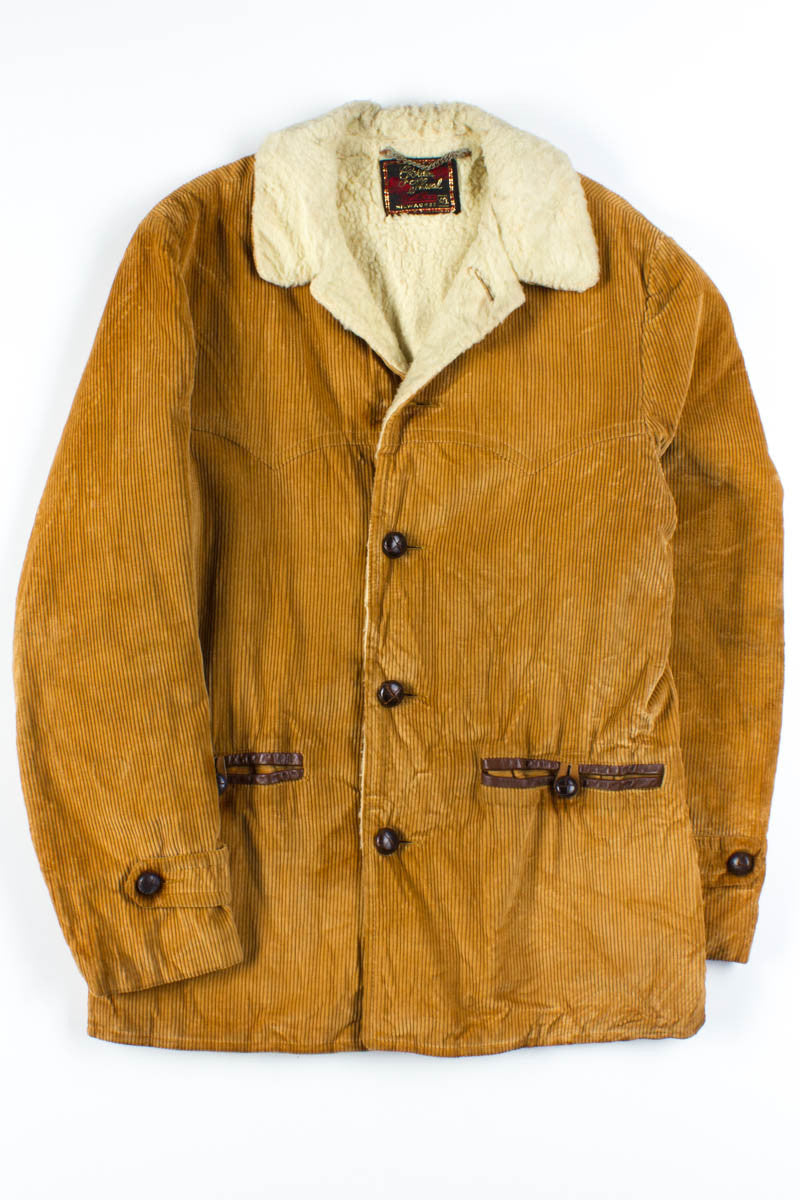 Gold Sherpa Lined Corduroy Coat