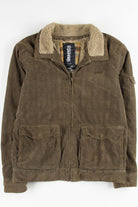 Brown Plaid Sherpa Lined Corduroy Coat