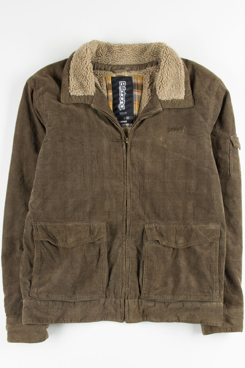 Brown Plaid Sherpa Lined Corduroy Coat