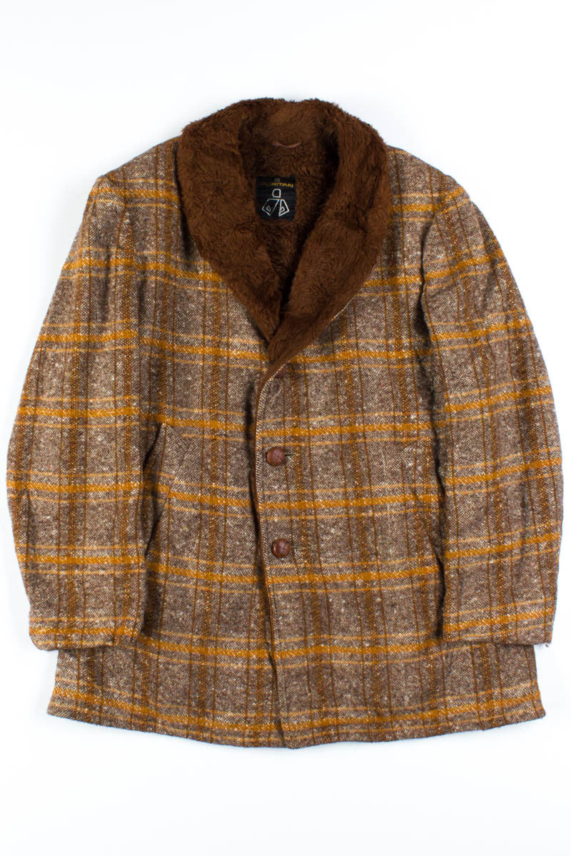 Orange Plaid Tweed Coat