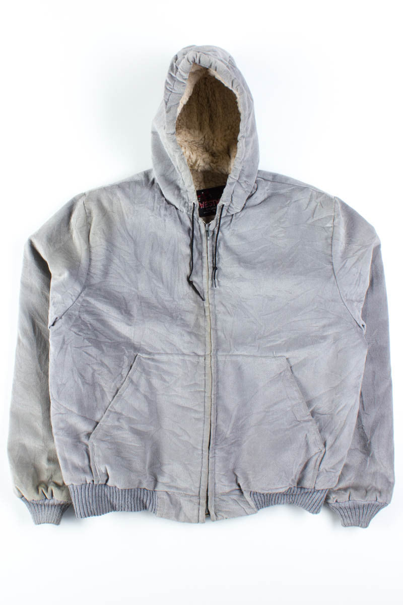 Grey Sherpa Lined Hooded Jacket