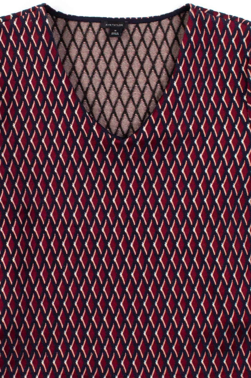 Burgundy Diamond V-Neck Top