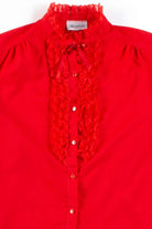 Red Lace Ruffle Blouse