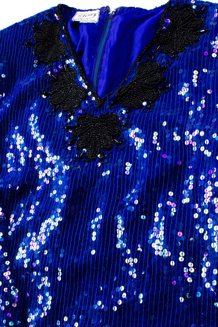 Vintage Blue Sequin Top 1