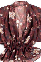 Sheer Floral Button Peplum Top