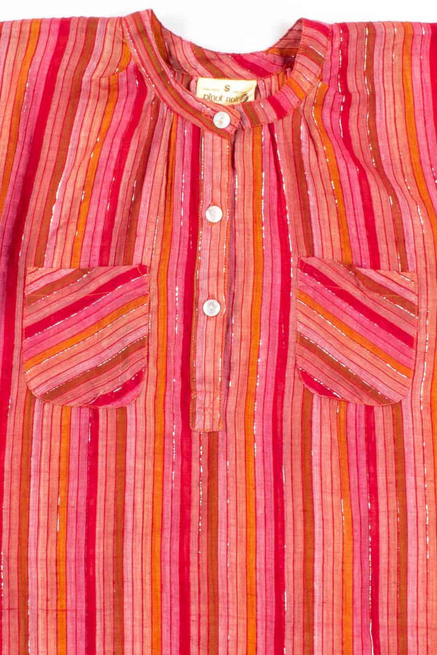 Sheer Striped Henley Blouse