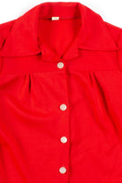 Red Button Up Pocket Blouse