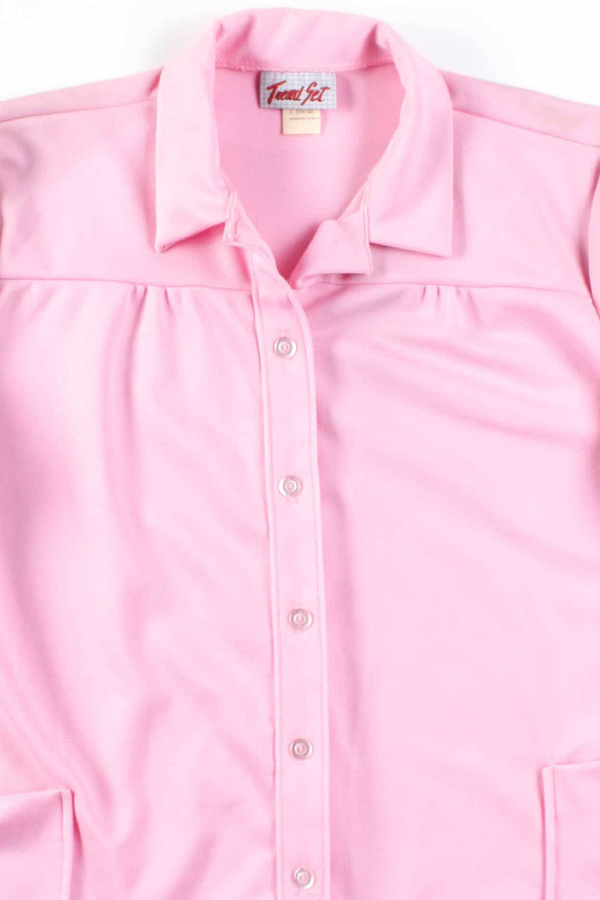 Pink Button Up Pocket Blouse