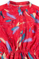 Red Feathers Sheer Peplum Top