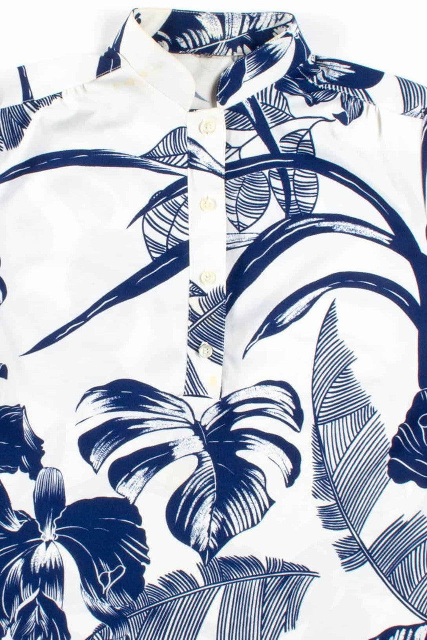 Tropical Leaves Polo Blouse