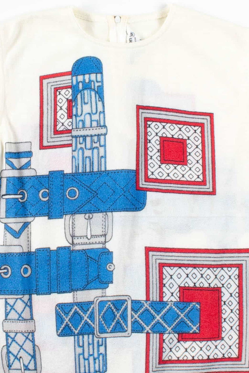 Belt Design Sleeveless 90s Vintage Top