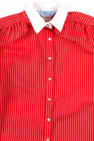 Red Pinstripe Button Up Blouse