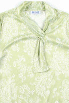 Green Paisley Wrap Collar Blouse