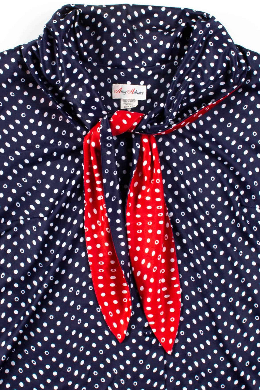 Navy & Red Dotted Blouse