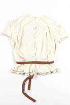 Open Back Leaf Design Blouse w/ Sash