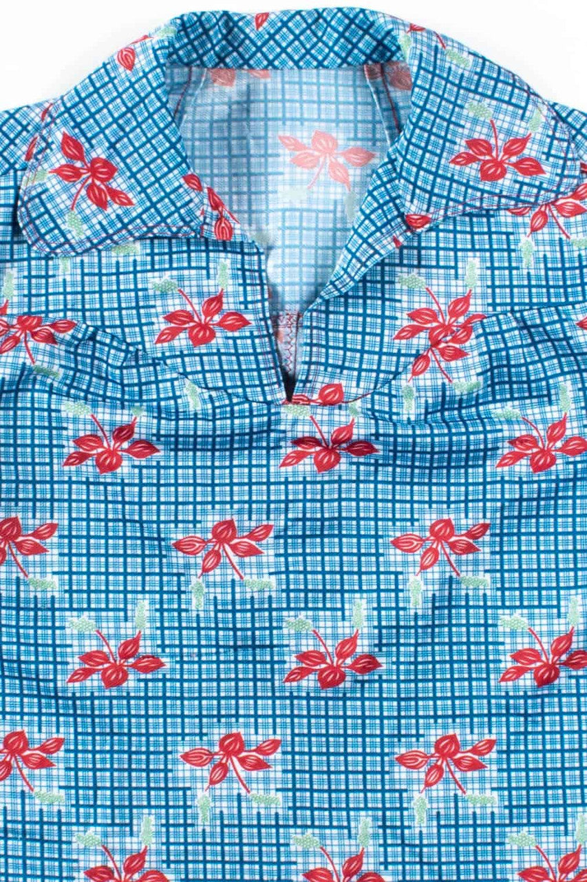 Plaid Floral Collared Top