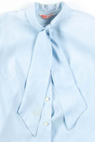 Blue Bow Collar Blouse