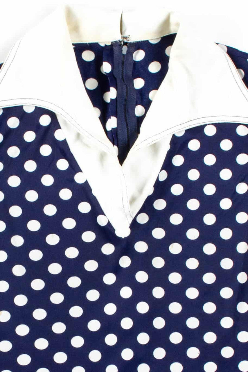 Navy Polka Dot Sleeveless Blouse