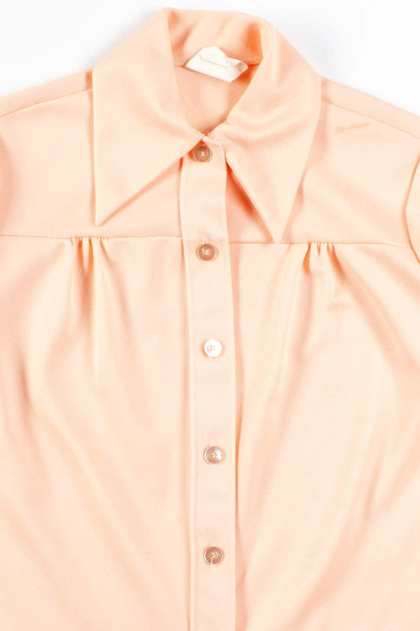 Peach Button Up Pocket Blouse