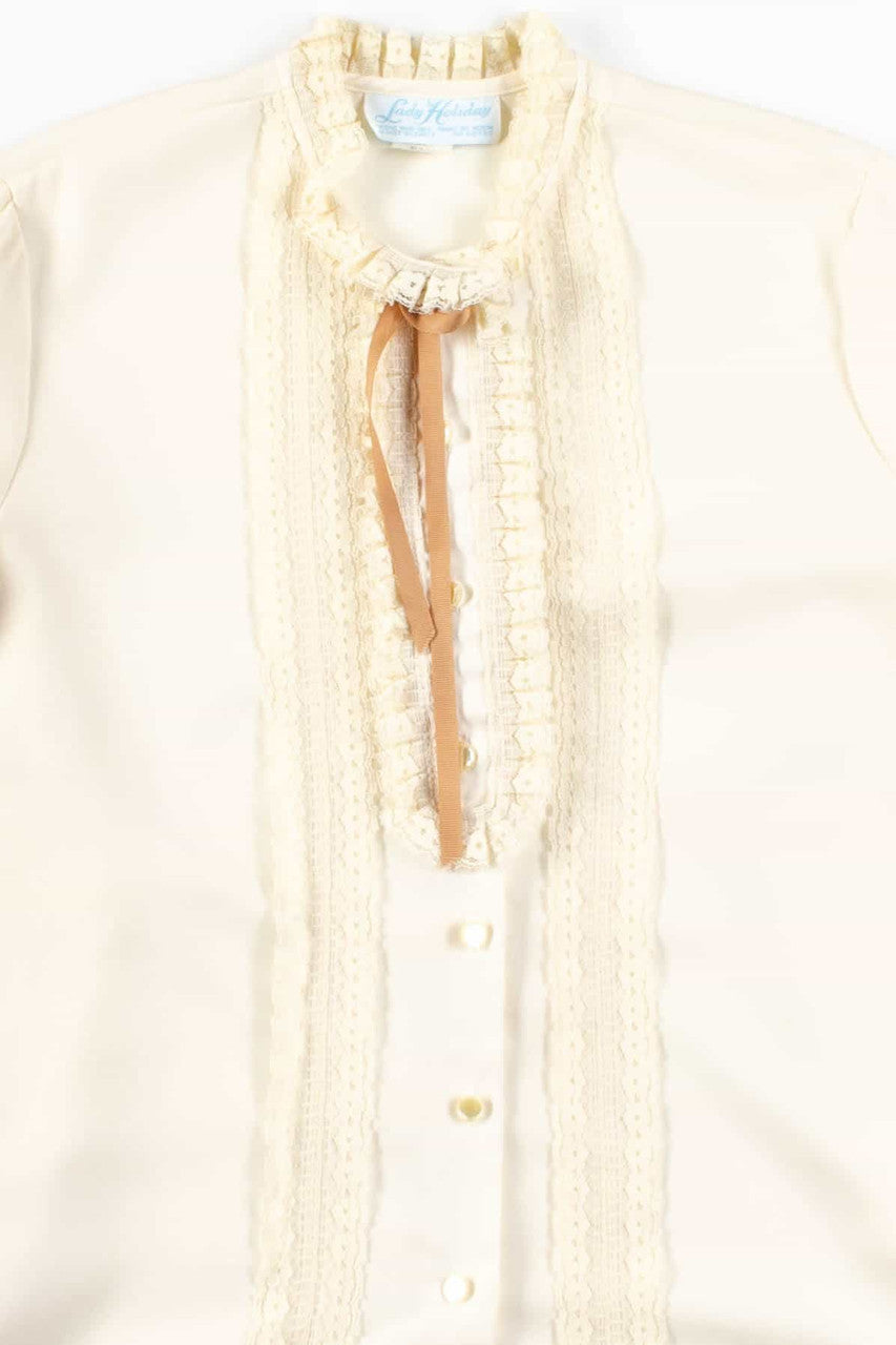 Cream Lace Button Up Blouse