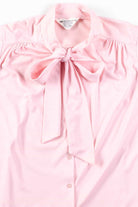 Pink Sleeveless Bow Collar Blouse