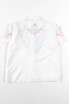 White & Pink Floral Button Up Blouse