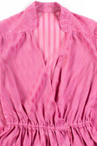 Sheer Pink Striped Wrap Blouse