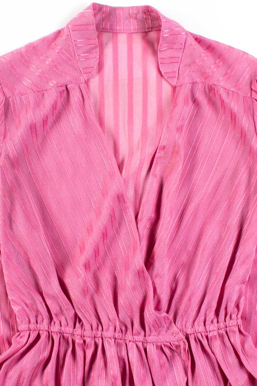 Sheer Pink Striped Wrap Blouse