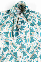 Teal Abstract Blouse w/ Scarf