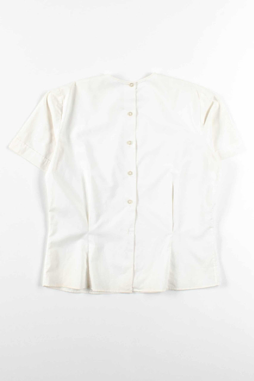 Floral Embroidered Back Button Blouse