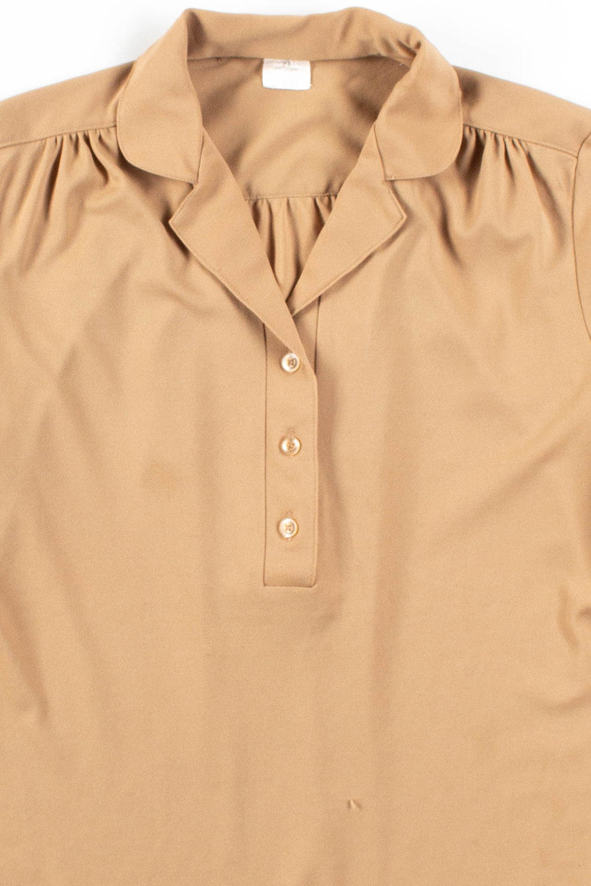 Tan Pleated Polo Top