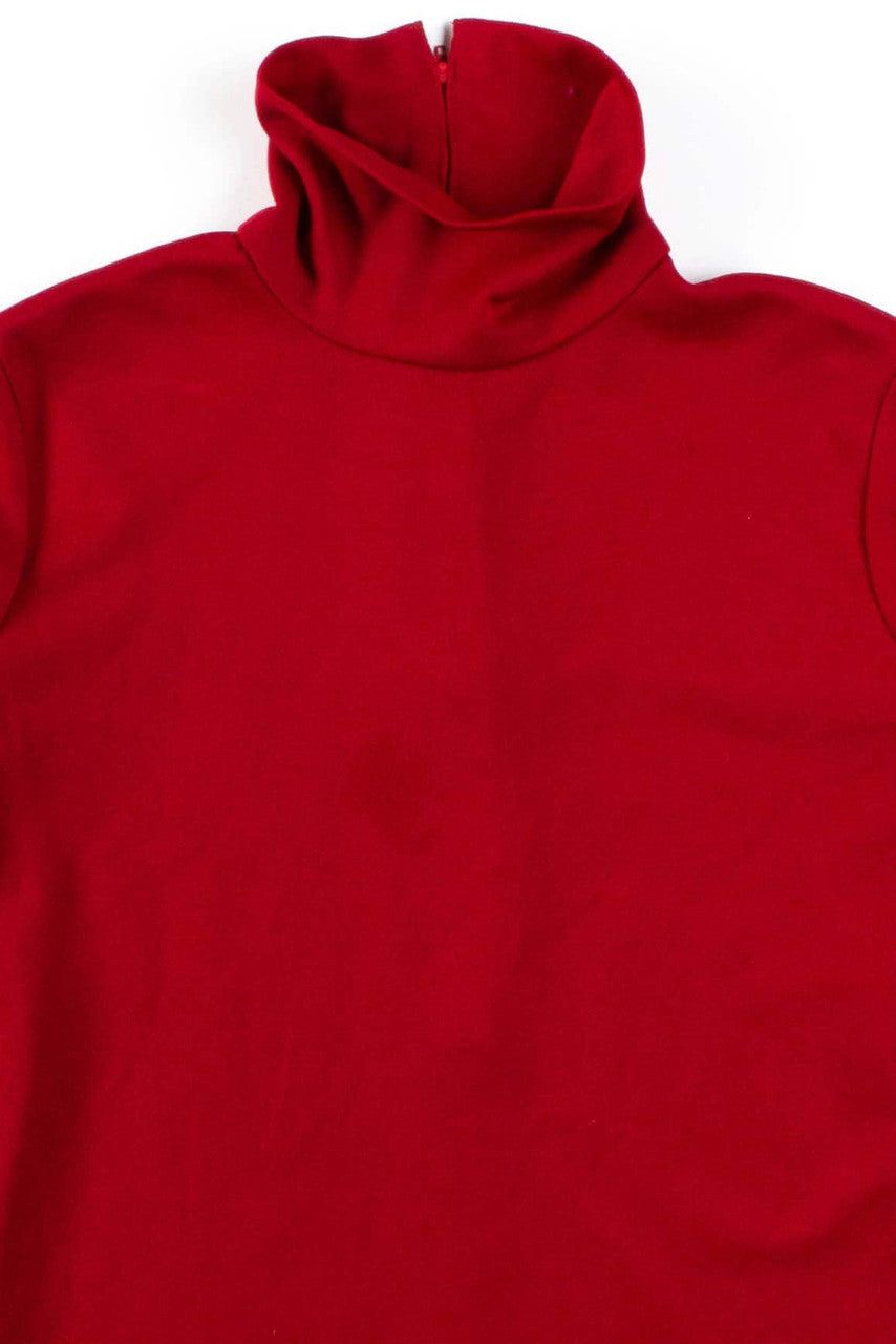 Red Turtleneck Blouse
