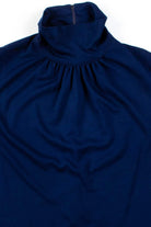 Navy Sleeveless Turtleneck Blouse