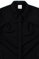 Black Button Up Pocket Blouse