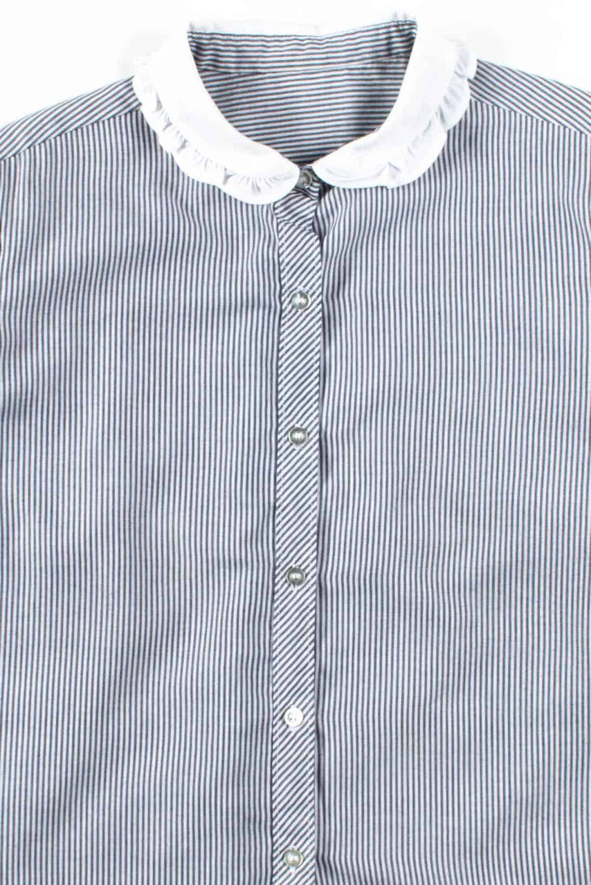 Navy Striped Peter Pan Collar Blouse