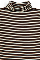 Brown Striped Turtleneck Blouse