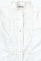White Pleated Lace Blouse