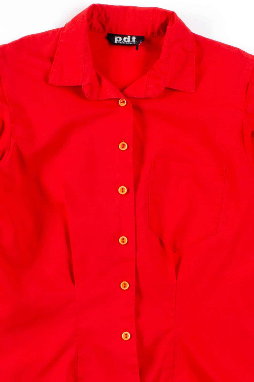 Red Button Up Blouse