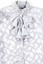 Shiny Silver Leaves Ruffled Blouse