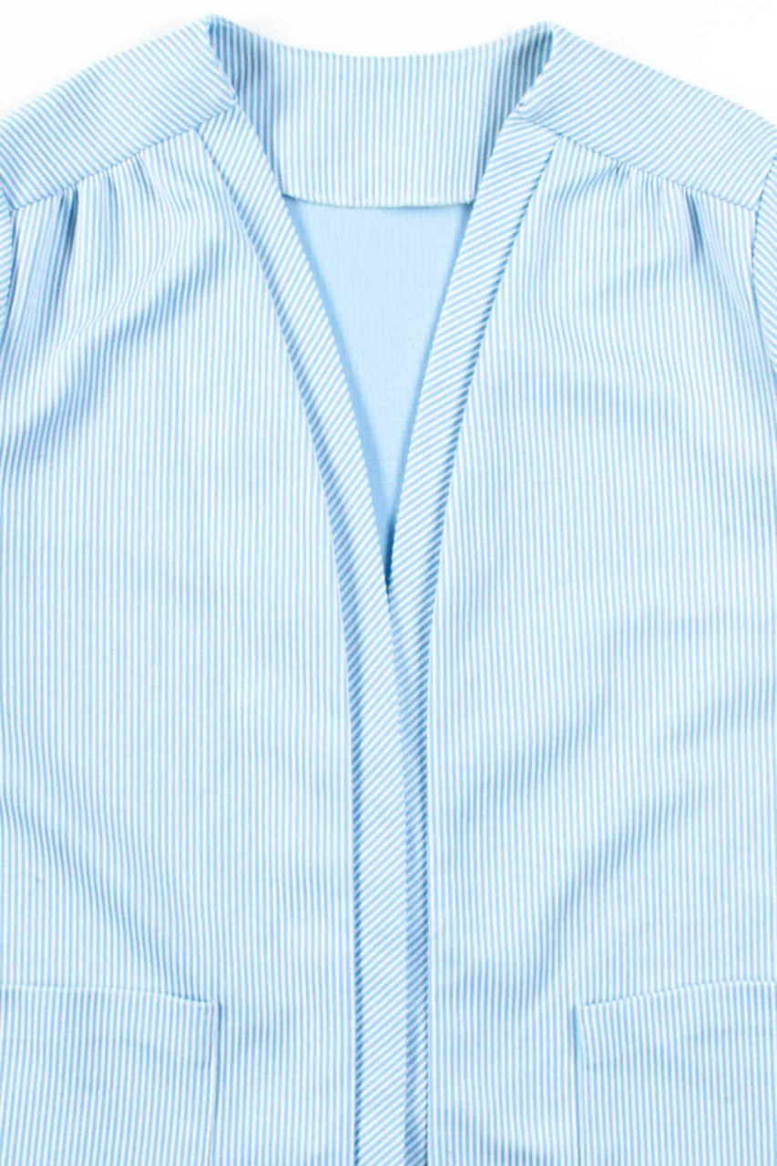 Blue Seersucker Open Front Shirt