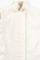 White Pleated Ruffle Blouse